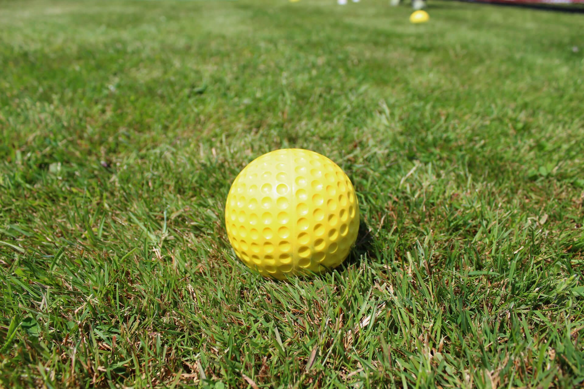 yellow dimpled softballs