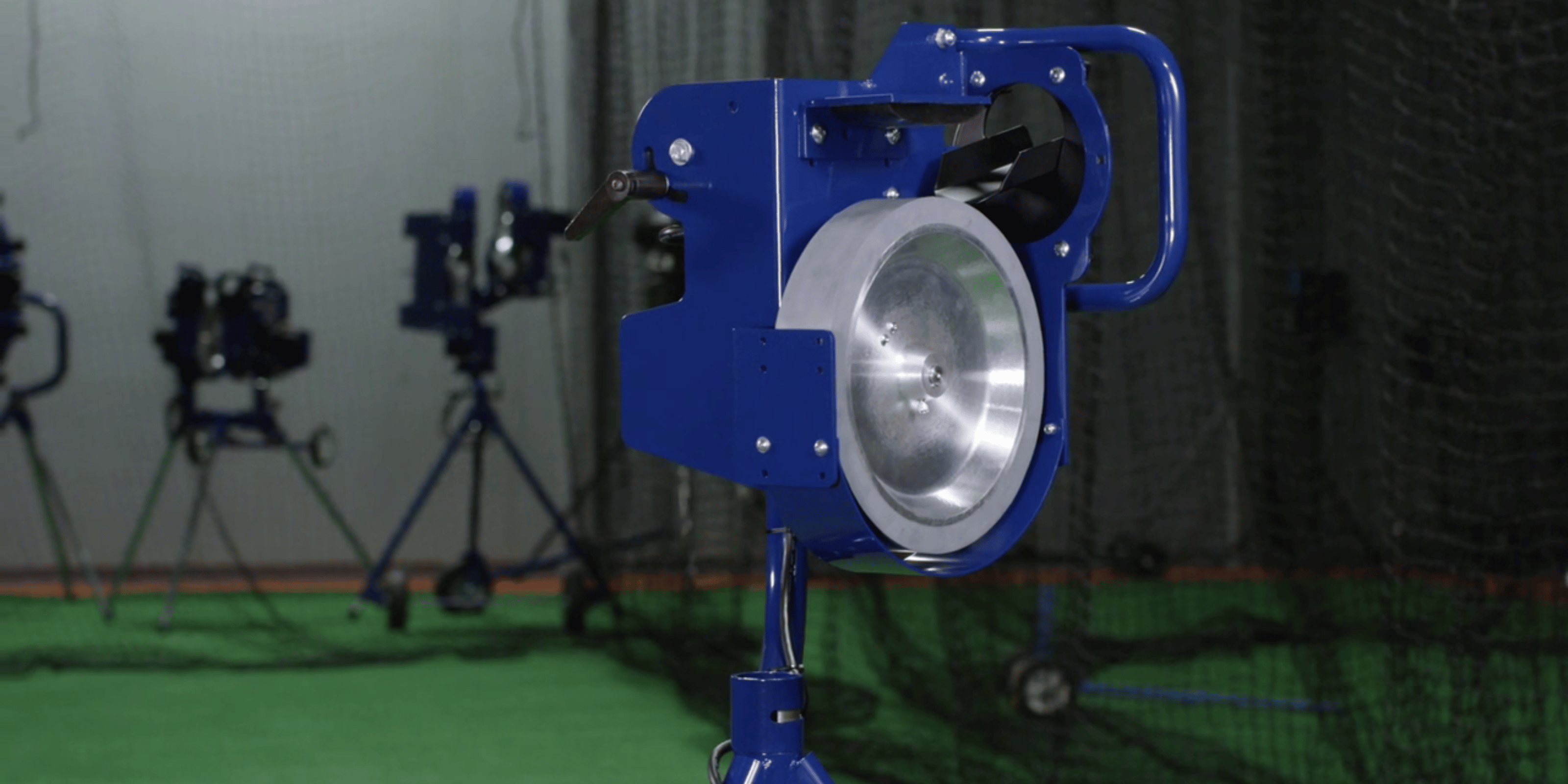 Bata b1 curveball pitching machine in facility