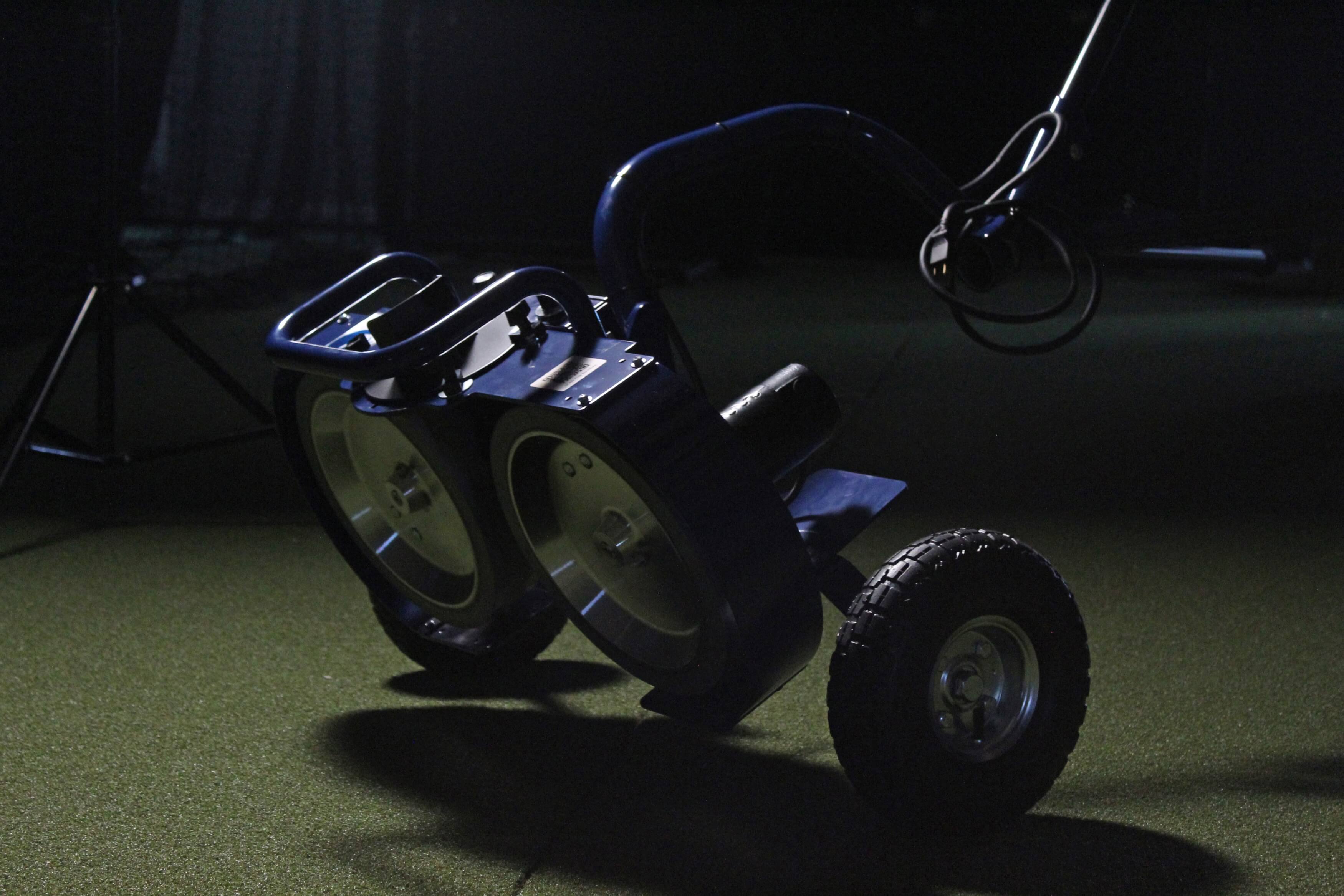 Bata 2 pitching machine being transported with wheels