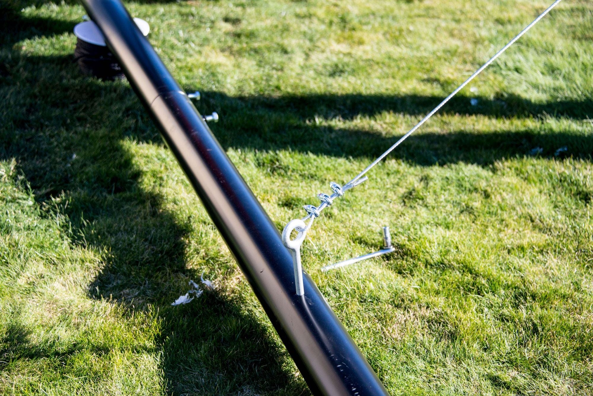 Close up of cable tensioning system on Iron Horse batting cage