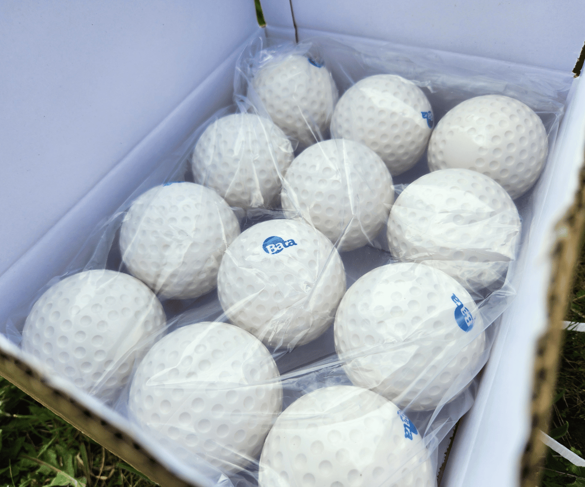 Box of Lightweight bata dimpled baseballs