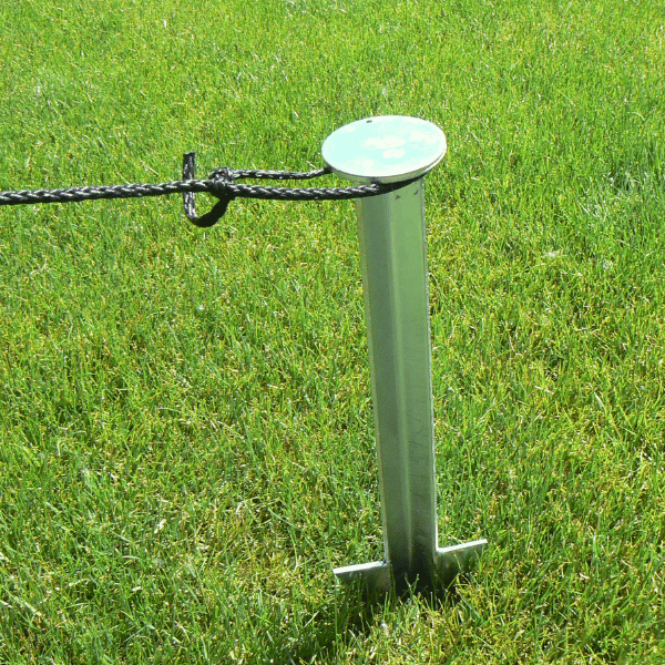 Stake in the ground with rope attached