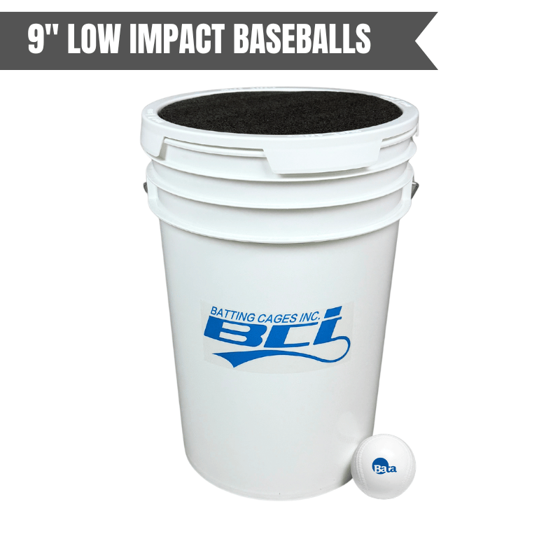 Bucket of 36 Pitching Machine Baseballs– 6 Gallon with Foam Seat Lid Low Impact Baseballs