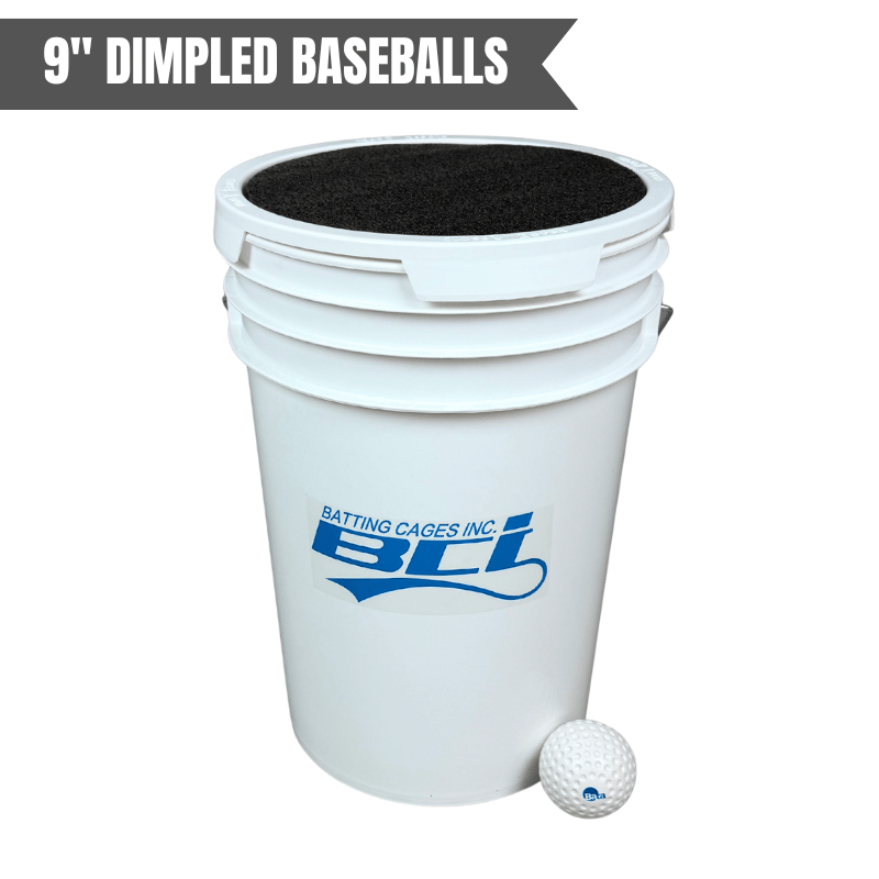 Bucket of 36 Pitching Machine Baseballs– 6 Gallon with Foam Seat Lid Dimpled Baseballs