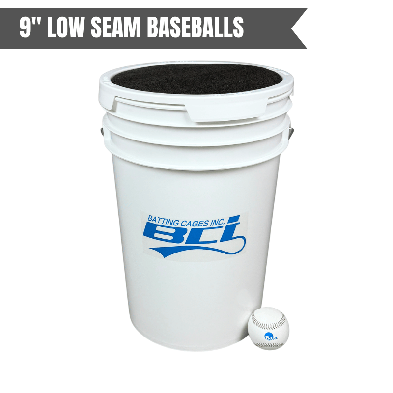 Bucket of 36 Pitching Machine Baseballs– 6 Gallon with Foam Seat Lid Low Seam Baseballs