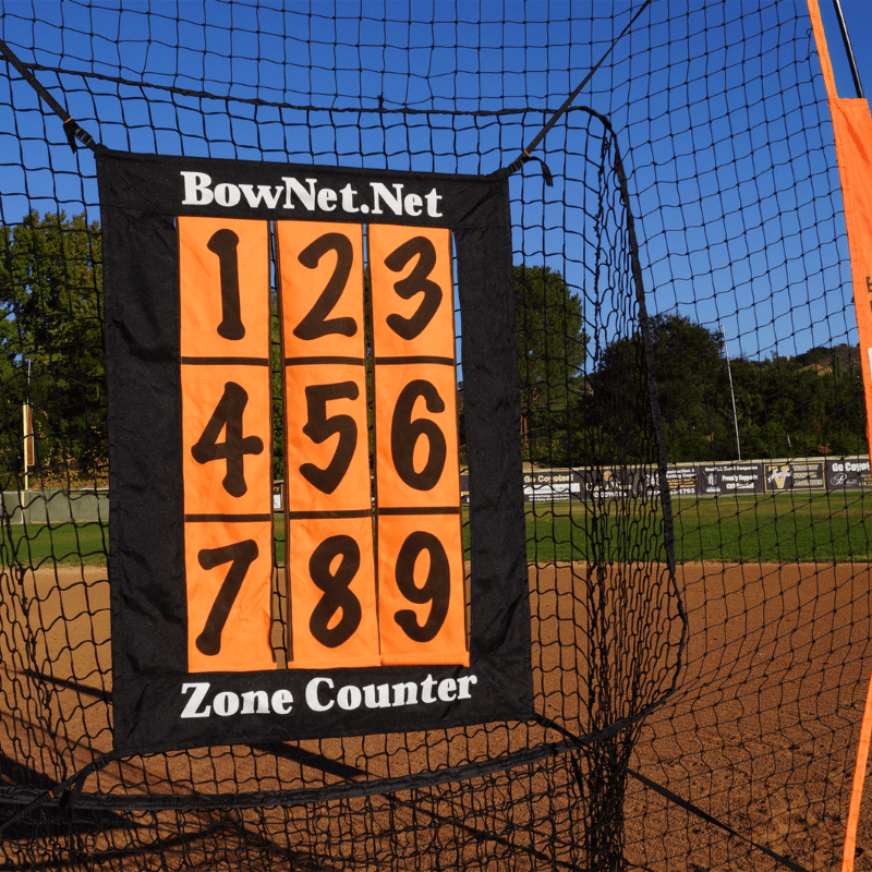 Zone Counter on bownet square screen with baseball field behind