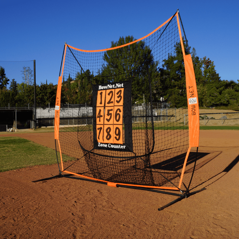 Zone Counter on bownet square screen with baseball field behind