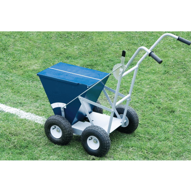 Alumagoal 4-Wheel Heavy Duty Dry Line Marker marking the field with a white line