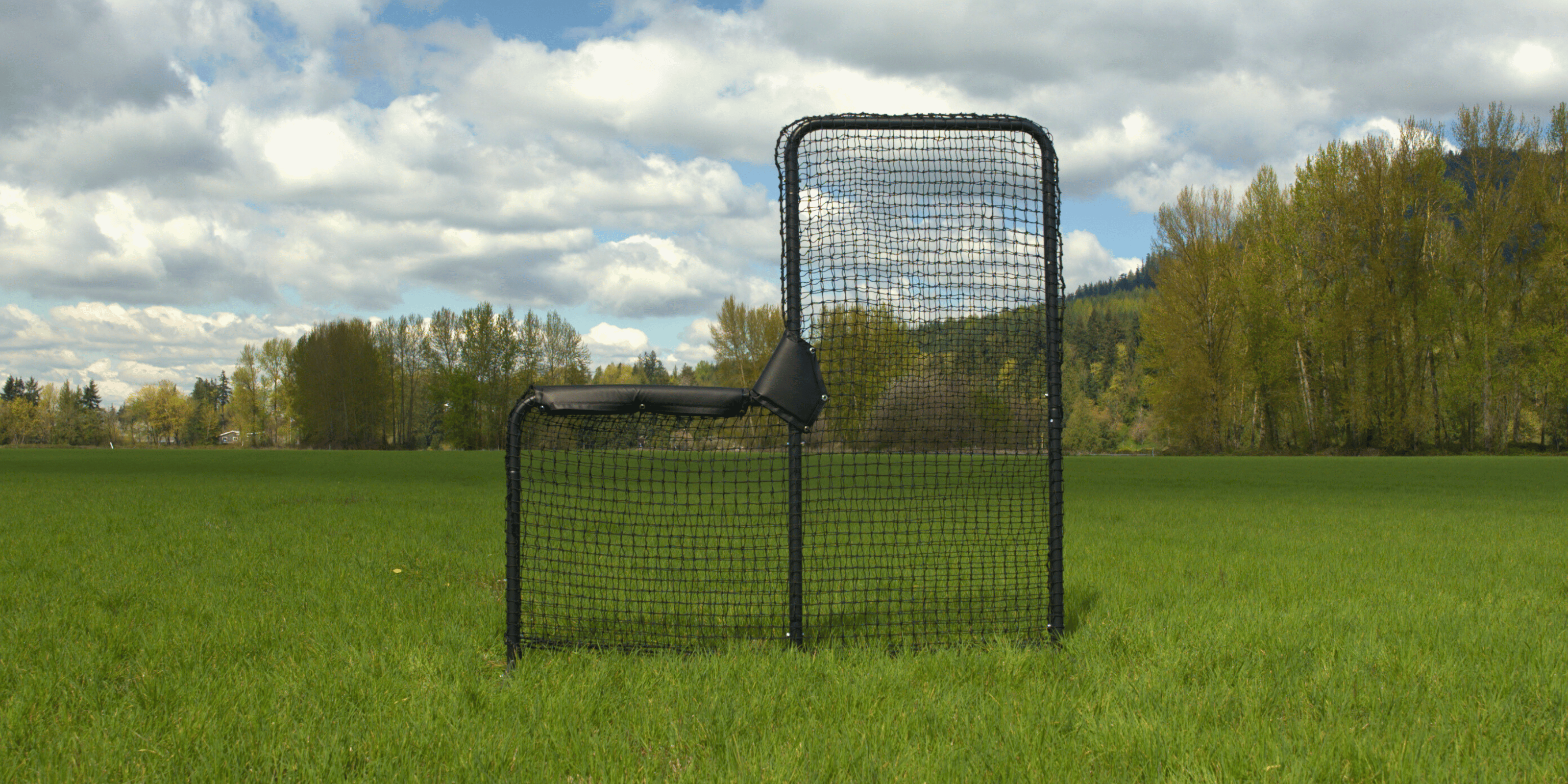 Armadillo L-screen on green grass field with blue skies