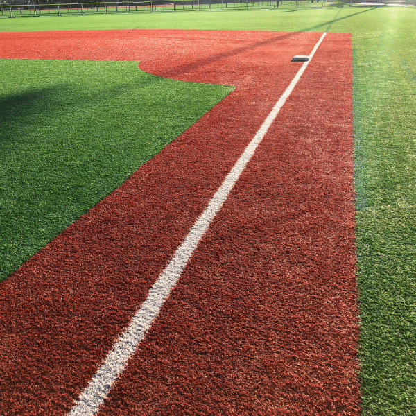 1st base line on baseball infield