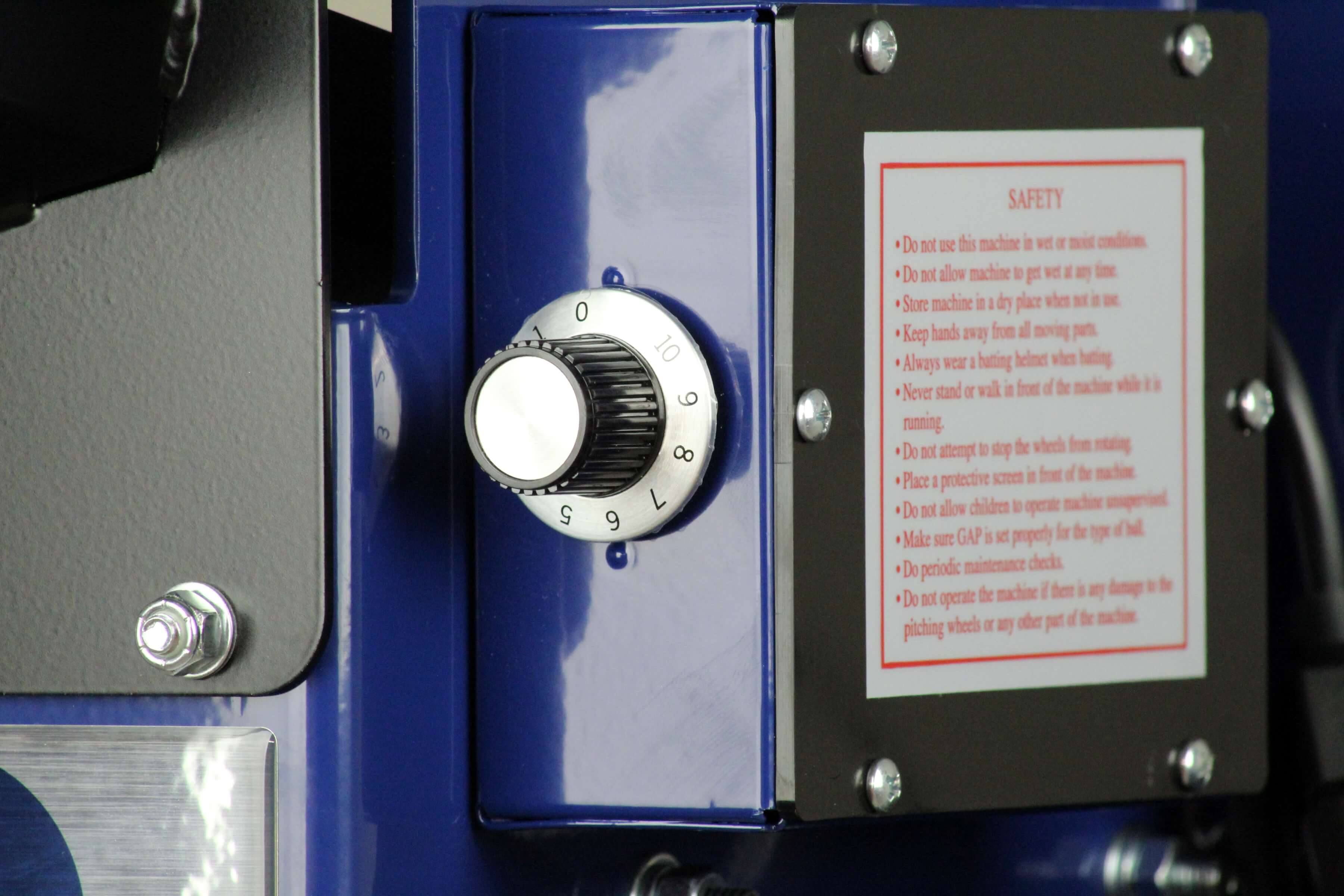 Speed dial on the bata 1 pitching machine