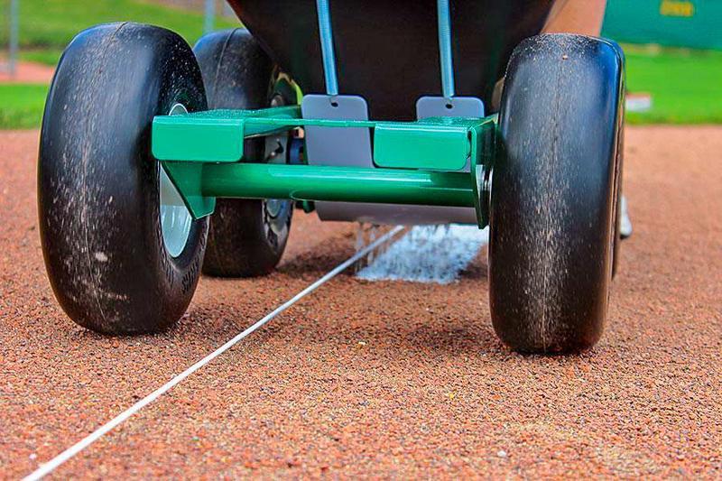 Heavy-Duty Field Liner close up of paint coming out of the bottom onto field