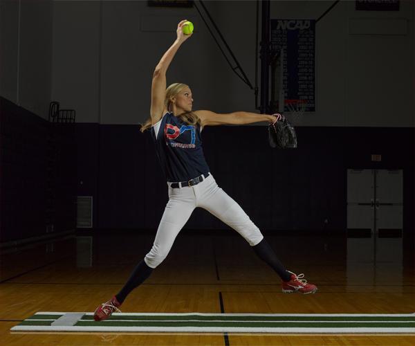 ProMound Jennie Finch Pitching Lane Pro being used by Jennie Finch in a gym